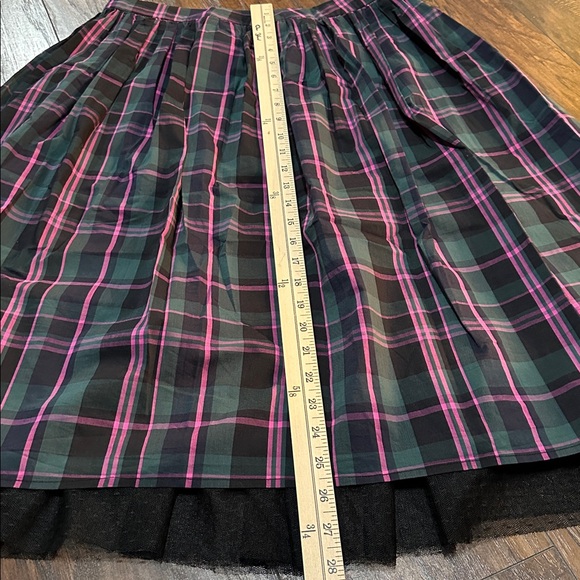 1901 Tartan Skirt Washed Faded Effect with Dotted Tulle Slip and Pockets SIZE M - Picture 10 of 13
